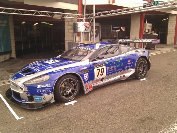 Ecurie Ecosse car showing off it's sponsors for the Spa 24 hours